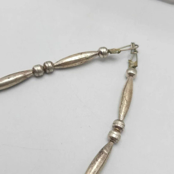 Vintage Navajo Sterling Silver Blue Turquoise Feather Necklace 16 Inches Long - Picture 4 of 6